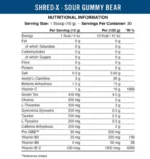 SHRED X BRÛLEUR DE GRAISSE Nutrition facts