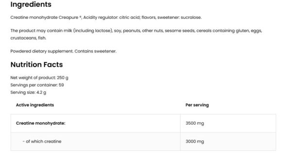 Creatine Monohydrate Creapure 250 g